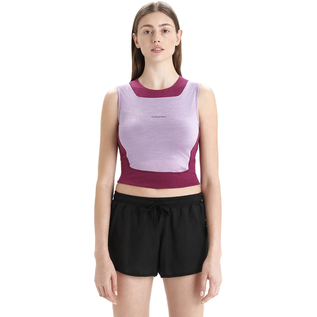 Icebreaker Zoneknit Cropped Bra-Tank Femme Rose 3 Icebreaker Zoneknit Cropped Bra-Tank Femme Rose