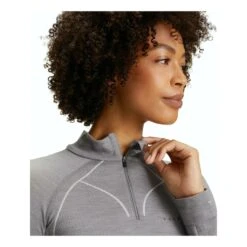 Falke Wool-Tech Zip Shirt Femme Gris Clair -Patago Vetements Magasin main 321817 206205 4 2211