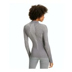 Falke Wool-Tech Zip Shirt Femme Gris Clair -Patago Vetements Magasin main 321817 206206 5 5c24