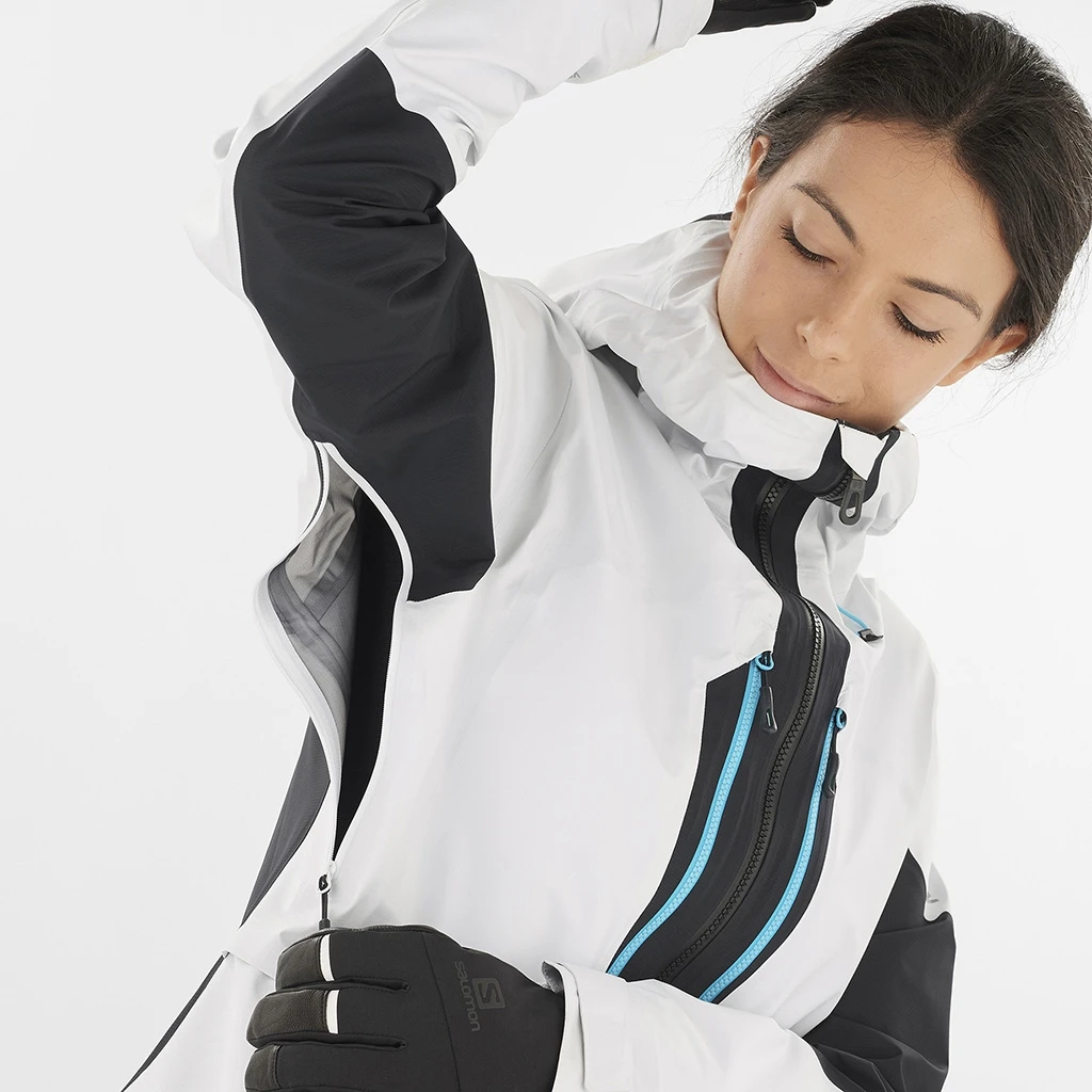 Salomon Mountain Gore-Tex 3L Jacket Femme Blanc Et Noir 7 Salomon Mountain Gore-Tex 3L Jacket Femme Blanc Et Noir – Image 5