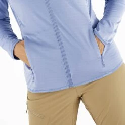 Salomon Outrack Full Zip Mid Femme Bleu -Patago Vetements Magasin main LC2058000 6 MOD outrackfzmid englishmanor handpockets w.png.high res 2b60